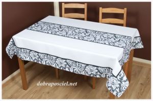 Obrus Runner 140/220 Biało/Grafitowy Wzór 002
