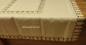 Obrus lnianopodobny haftowany 140/200 B-6007 Cappuccino
